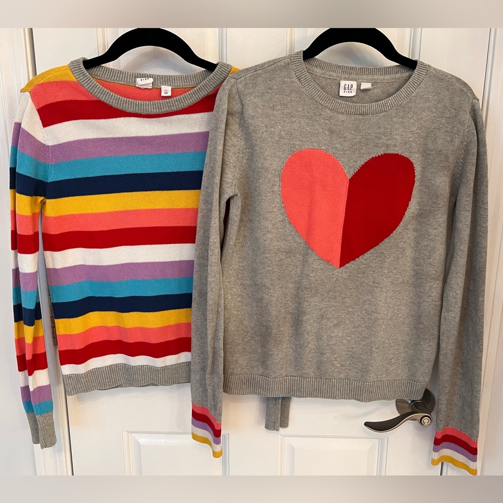 Gap Kids Girls Colorful Heart Sweater Bundle, Size XL